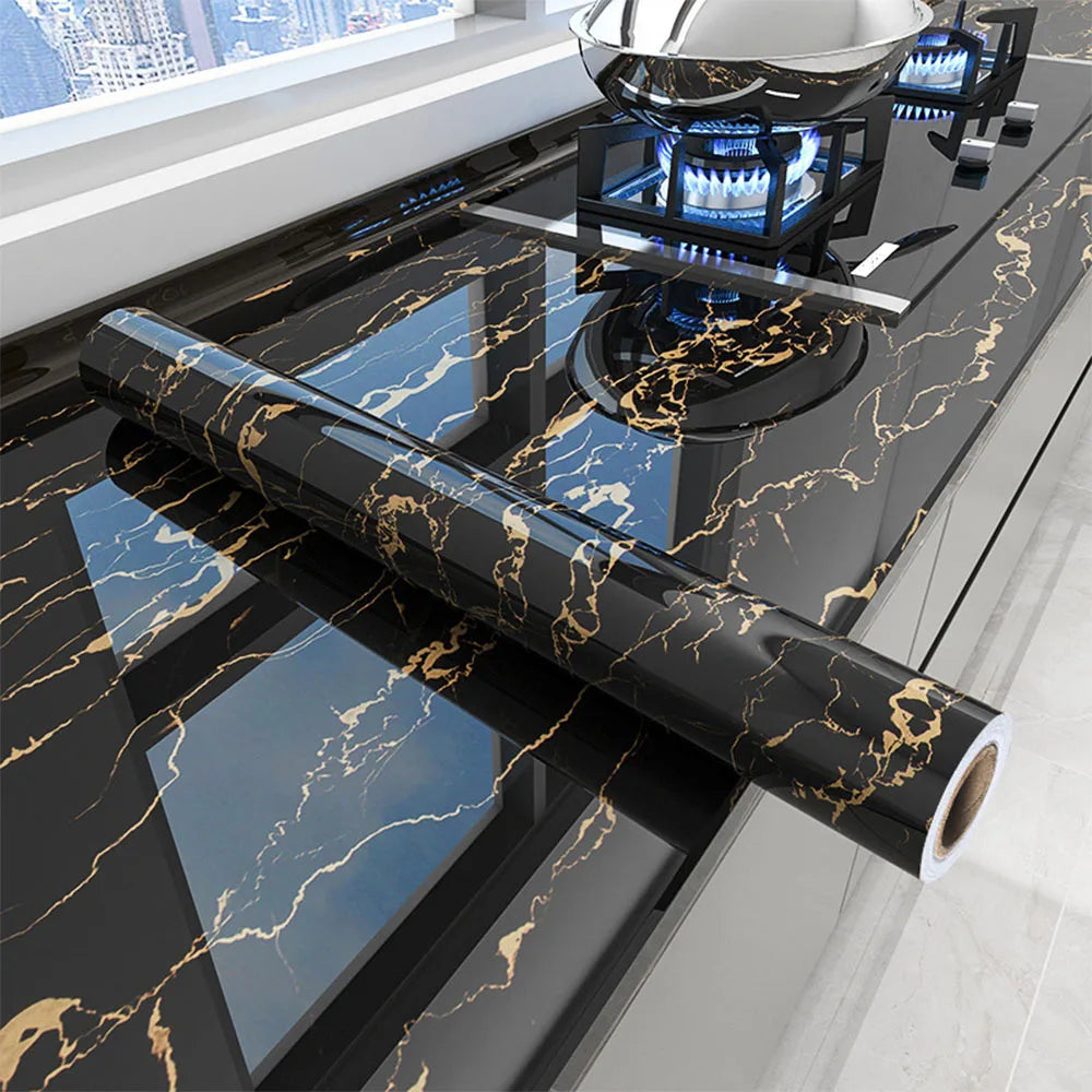 PVC Marble Kitchen Oil-Proof Self-Adhesive Wallpaper