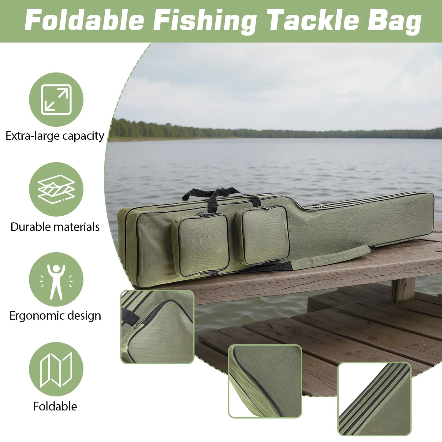 Waterproof Fishing Rod Holdall Bag Tackle Storage Case Oxford