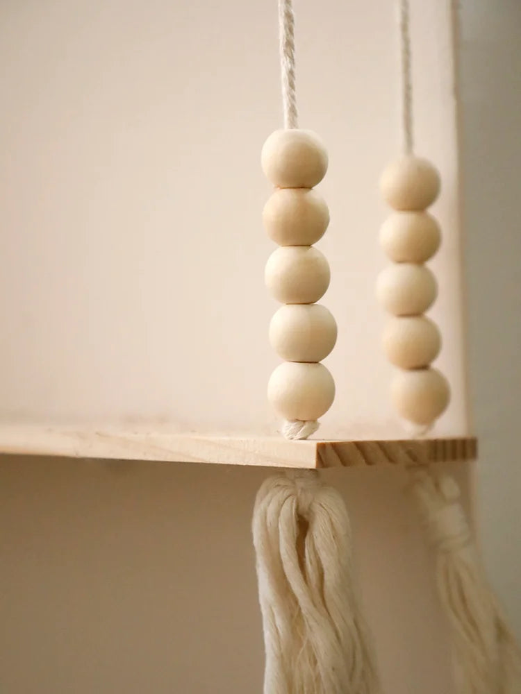 Wooden Wall Mount Storage Rack With Floating Plant Shelves