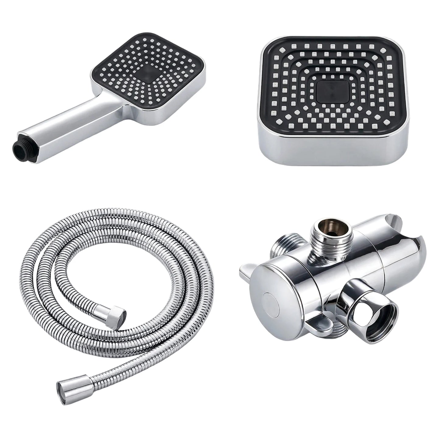 Square Shower Head Kit With Wall Bracket And ThreeWay Diverter