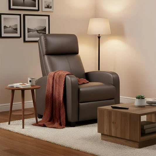 Leather Recliner Chair Home Theater Seating With Padded Backrest