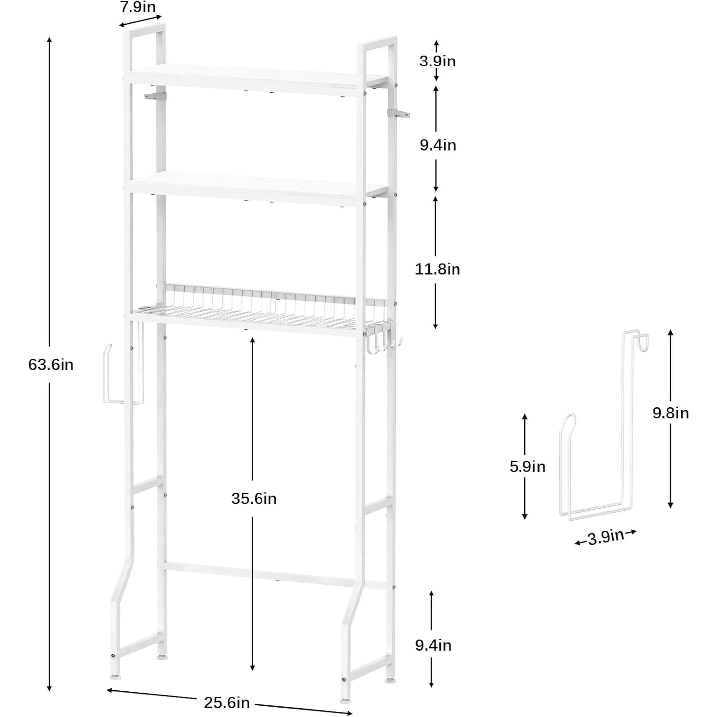 Three Tier Freestanding Over Toilet Storage Organizer For Bathrooms