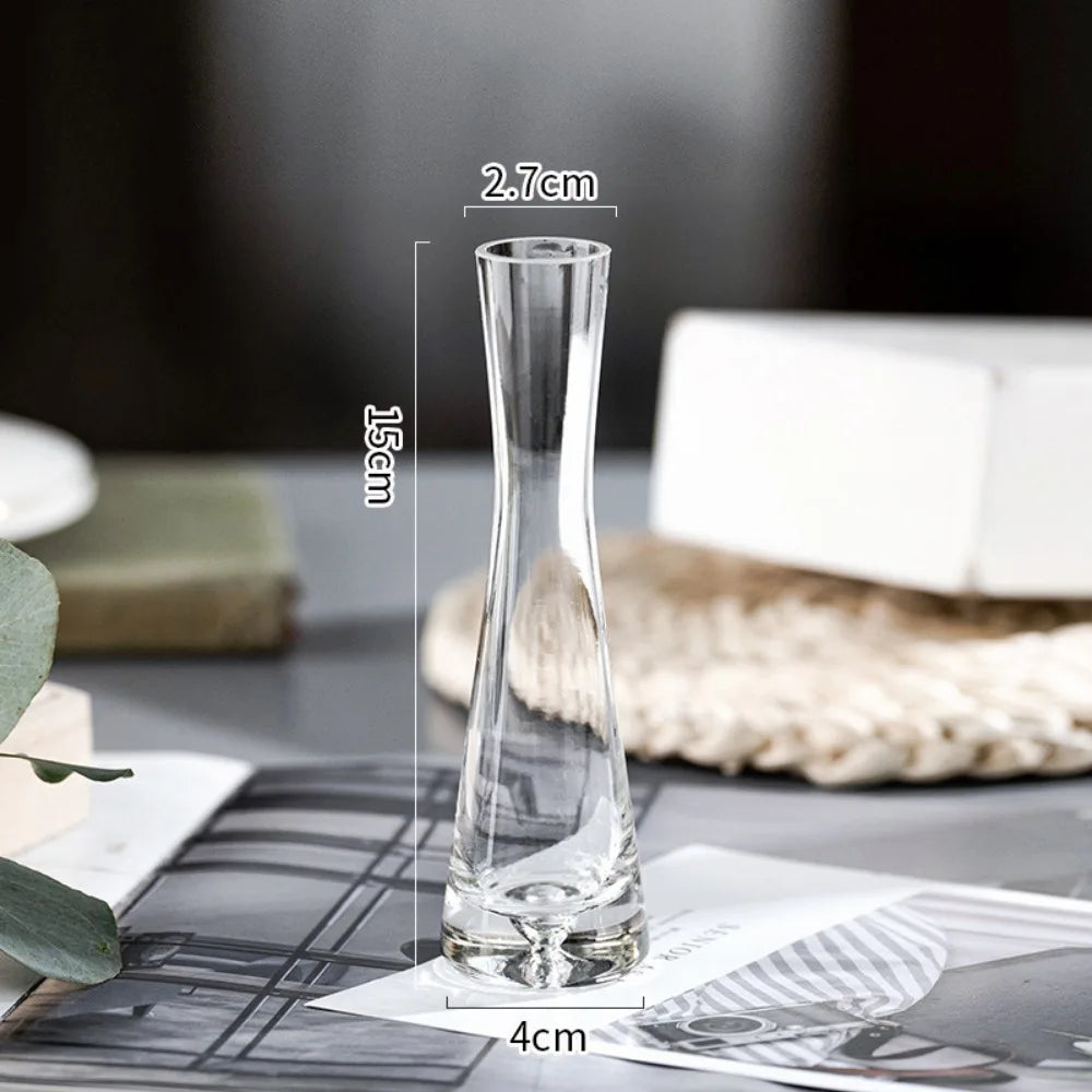 Clear Glass Slanted Mouth Vase For Modern European Home Decor