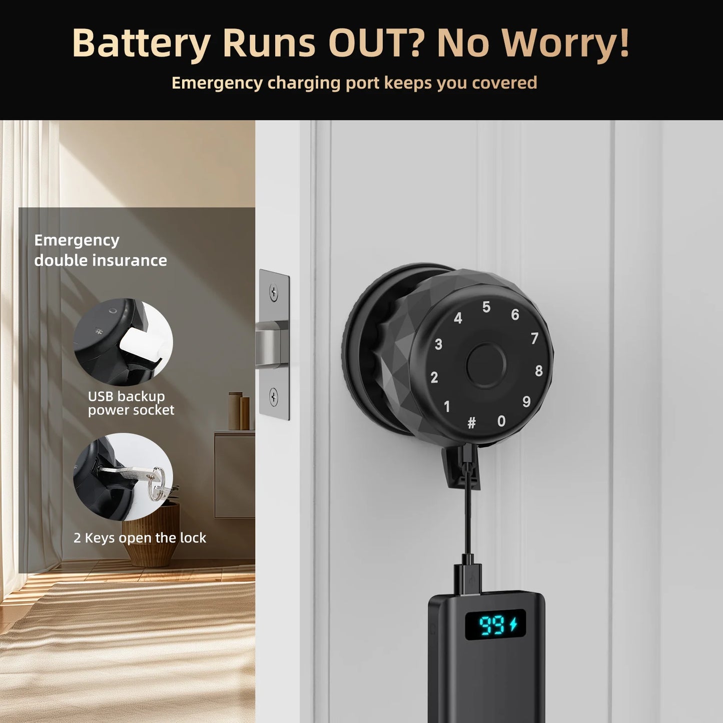 Viladepot Smart Lock With Fingerprint Keypad Bluetooth App Control