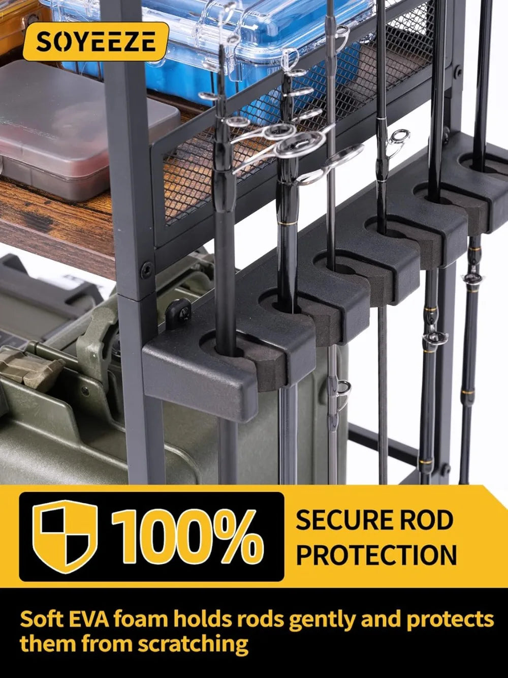Garage Fishing Rod Holder Cart With Pegboard Holds 12 Rods