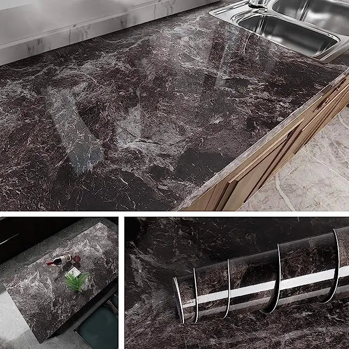 PVC Marble Kitchen Oil-Proof Self-Adhesive Wallpaper