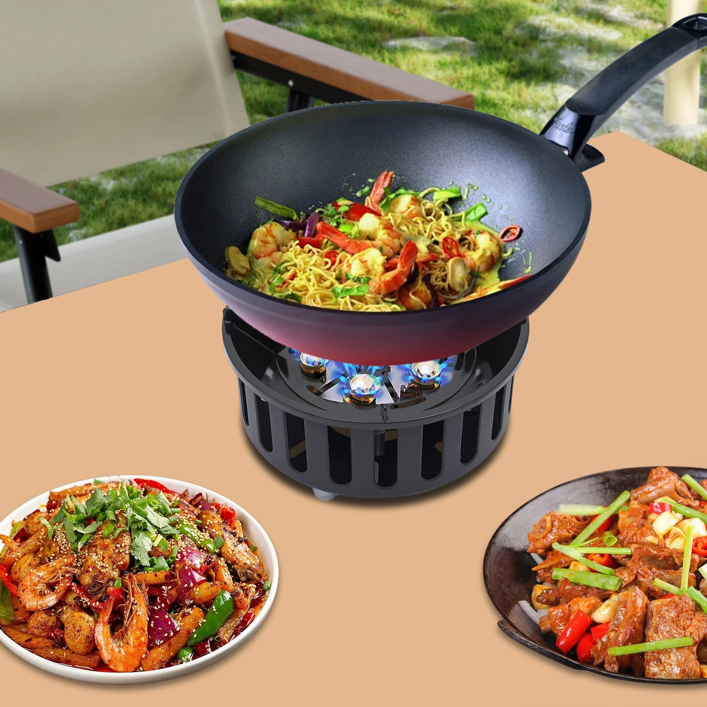 Portable Camping Stove 72000BTU Windproof Gas Burner With 3 Adapters