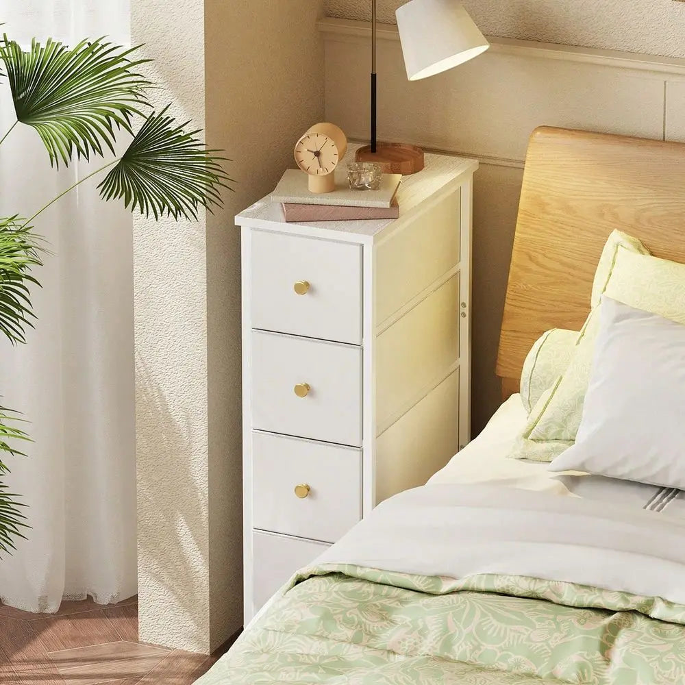 XMSJ 4 Drawer Narrow Fabric Storage Cabinet For Small Spaces