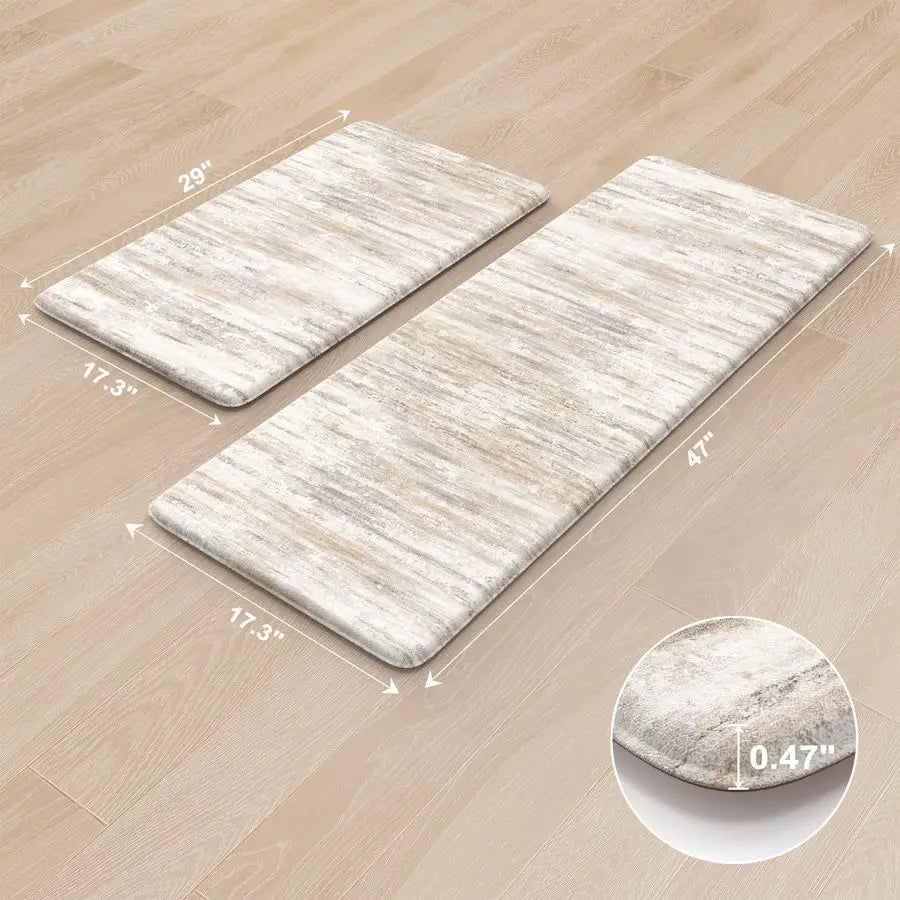 Anti Fatigue Kitchen Mats Memory Foam Cushioned 2 Piece Set