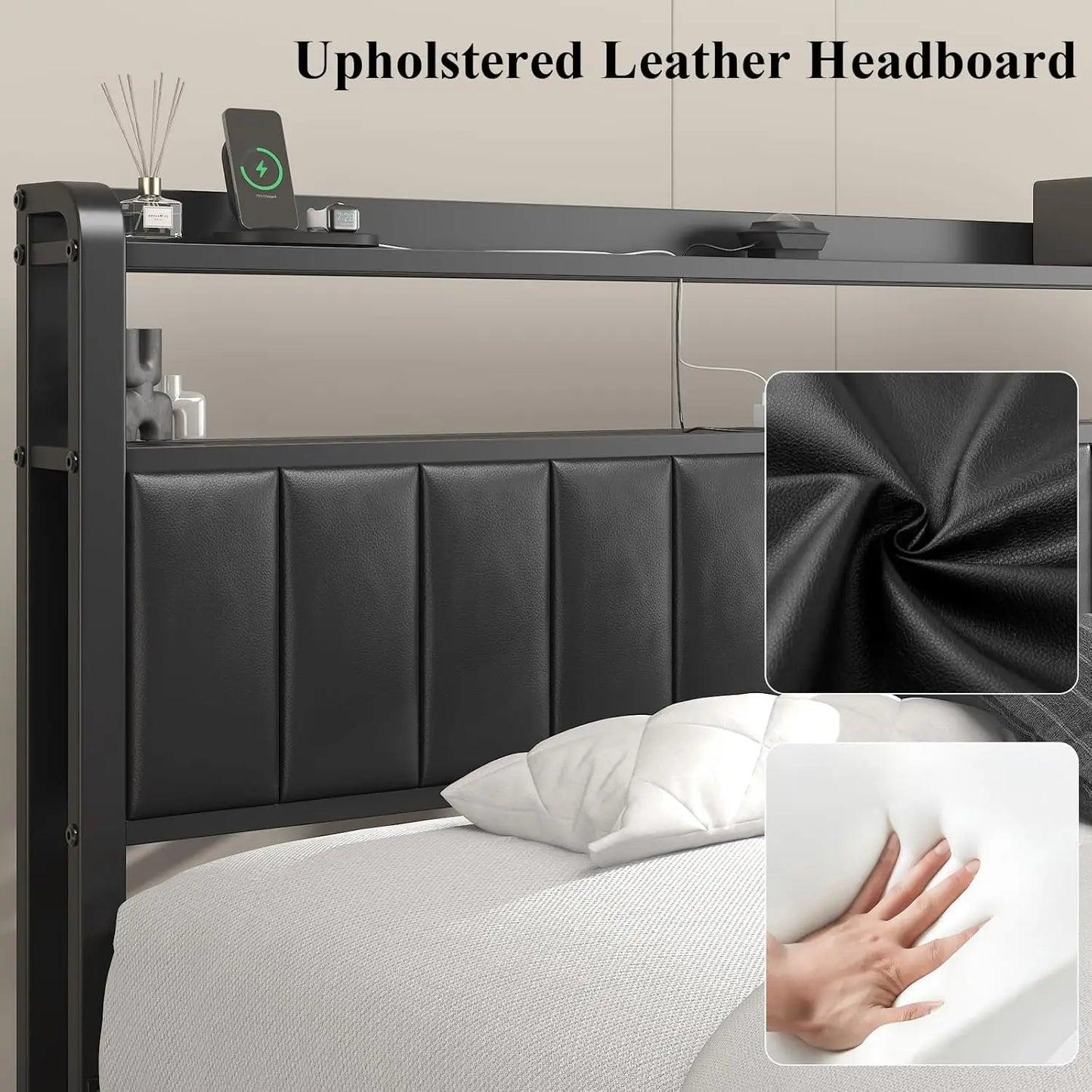 Bed Frame With Star Projector And Charging Station