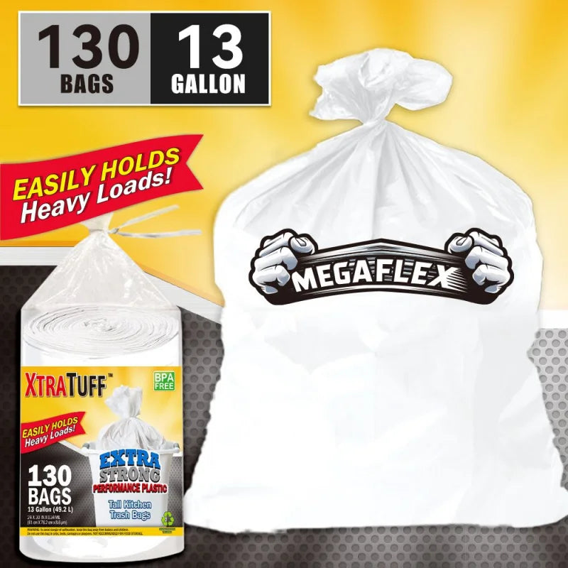 Heavy Duty Trash Bags 130 Count Leak Proof Odor Control