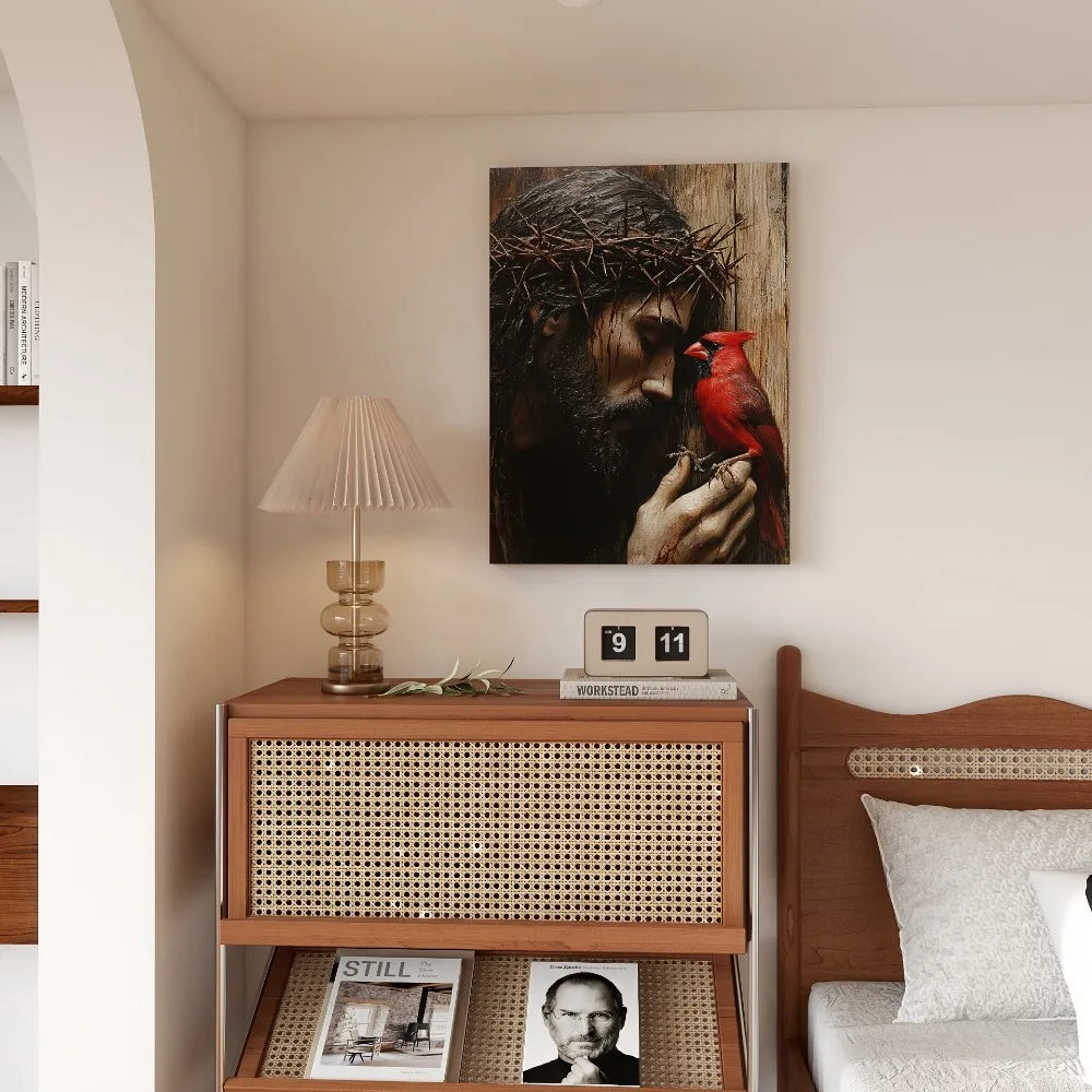 Jesus Portrait Canvas Art Print Wall Decor Pine Wood Frame