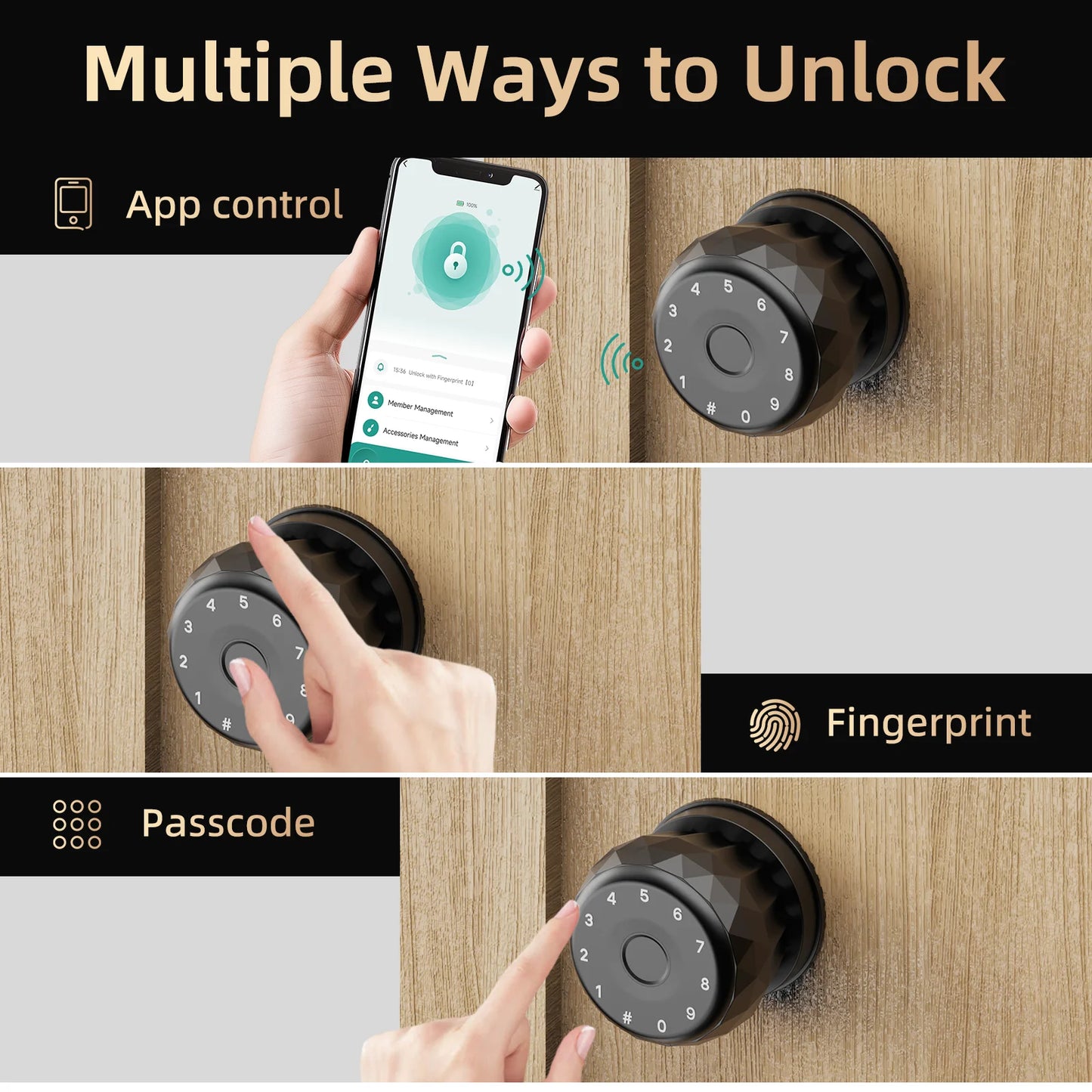 Viladepot Smart Lock With Fingerprint Keypad Bluetooth App Control