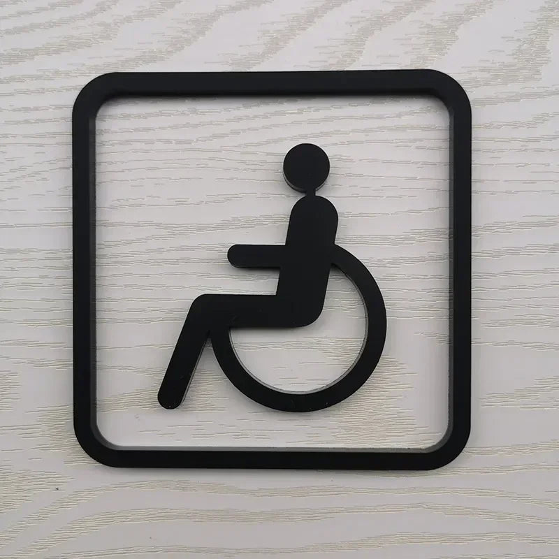 Creative Bathroom Signage Acrylic Shopping Malls Hotels Bathroom Restroom Toilet Squatting Sitting Door Stickers Prompt Signs