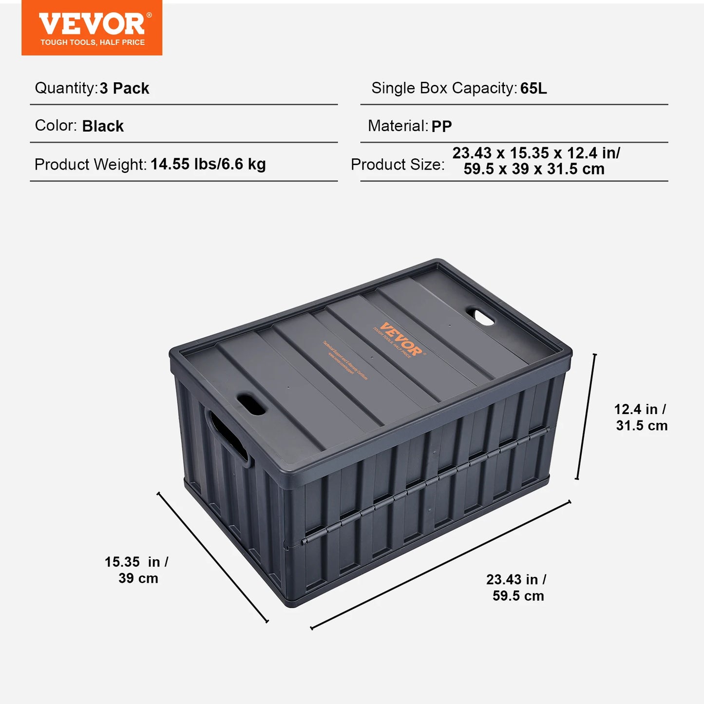 SucceBuy Set of 3 Collapsible Storage Bins with Lids