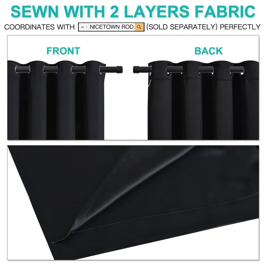 Thermal Full Blackout Curtains Soundproof for Dining Room and Hall