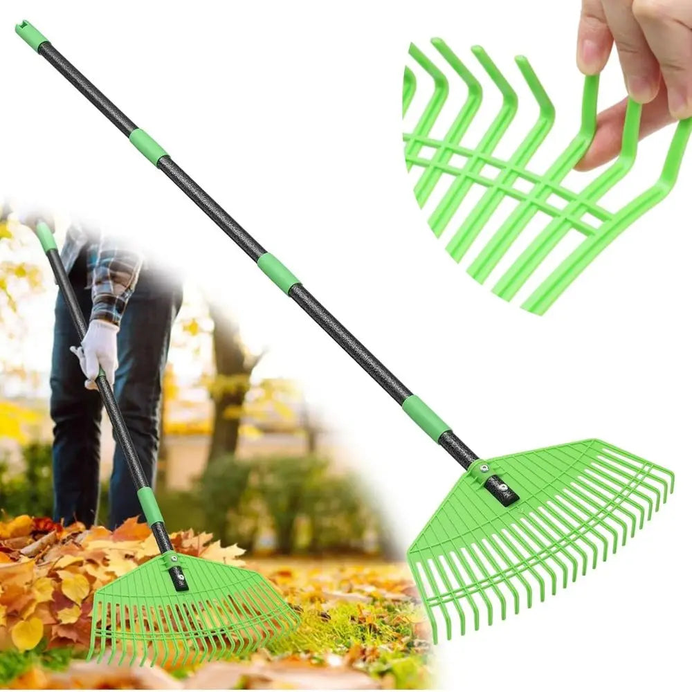 Adjustable Plastic Leaf Rake With Lightweight Handle For Leaves