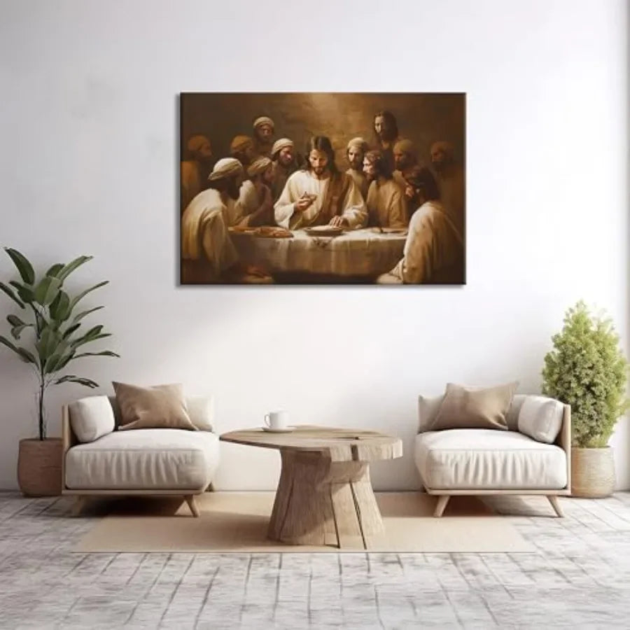 Framed Jesus Canvas Wall Art For Dining Room And Bedroom