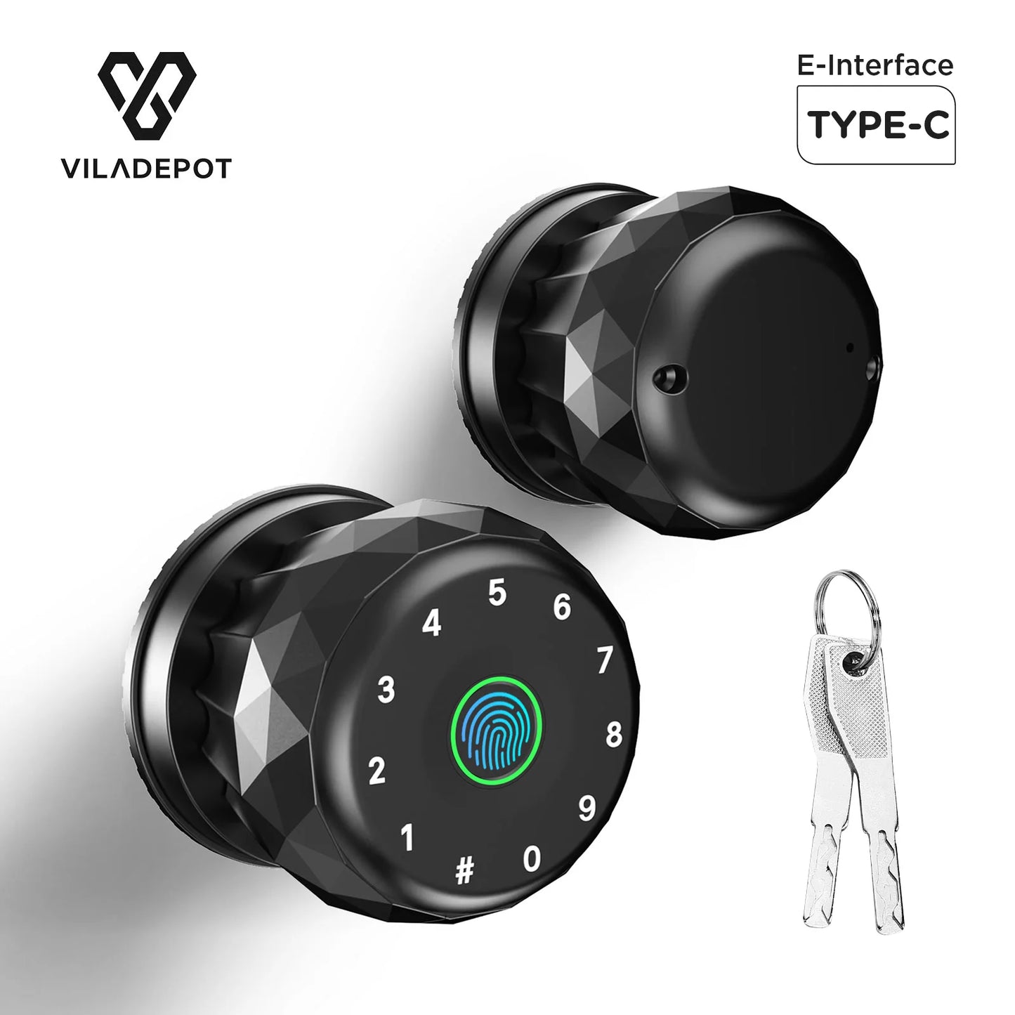 Viladepot Smart Lock With Fingerprint Keypad Bluetooth App Control