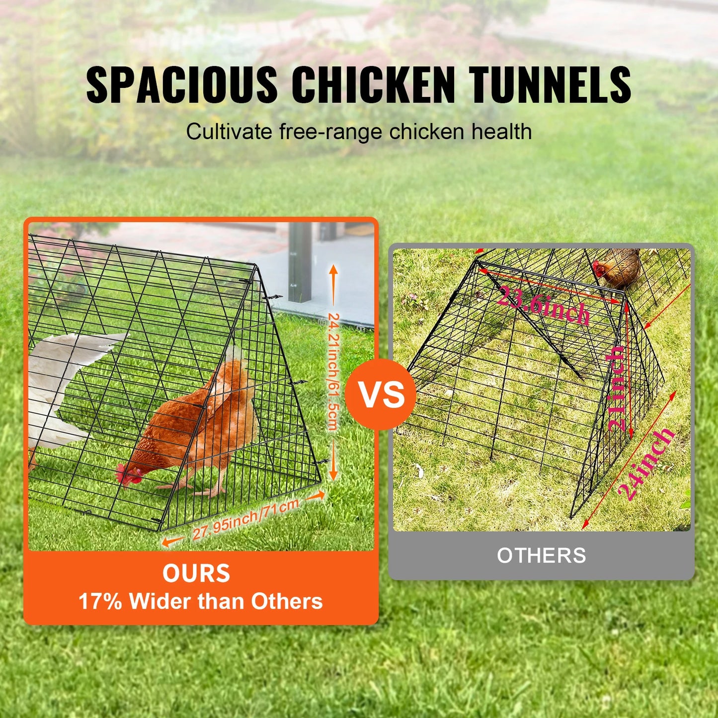 Chicken Tunnels 157.5 x 39.4 x 24.2 in for Yard Portable Chicken, rabbit, bunny, goose, duck, pet,for Outside Corner Frames