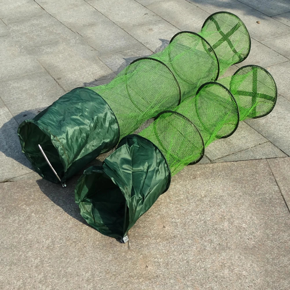 Portable Folding Fish Trap Net With Steel Ring Cage