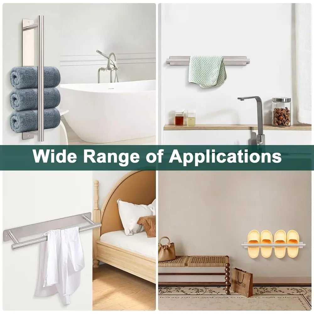 Stainless Steel No-Drill Towel Bar Wall Mount Single