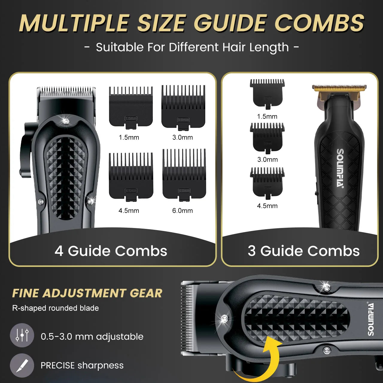 Solimpia Professional Hair Clipper Three Piece Cordless Set For Men