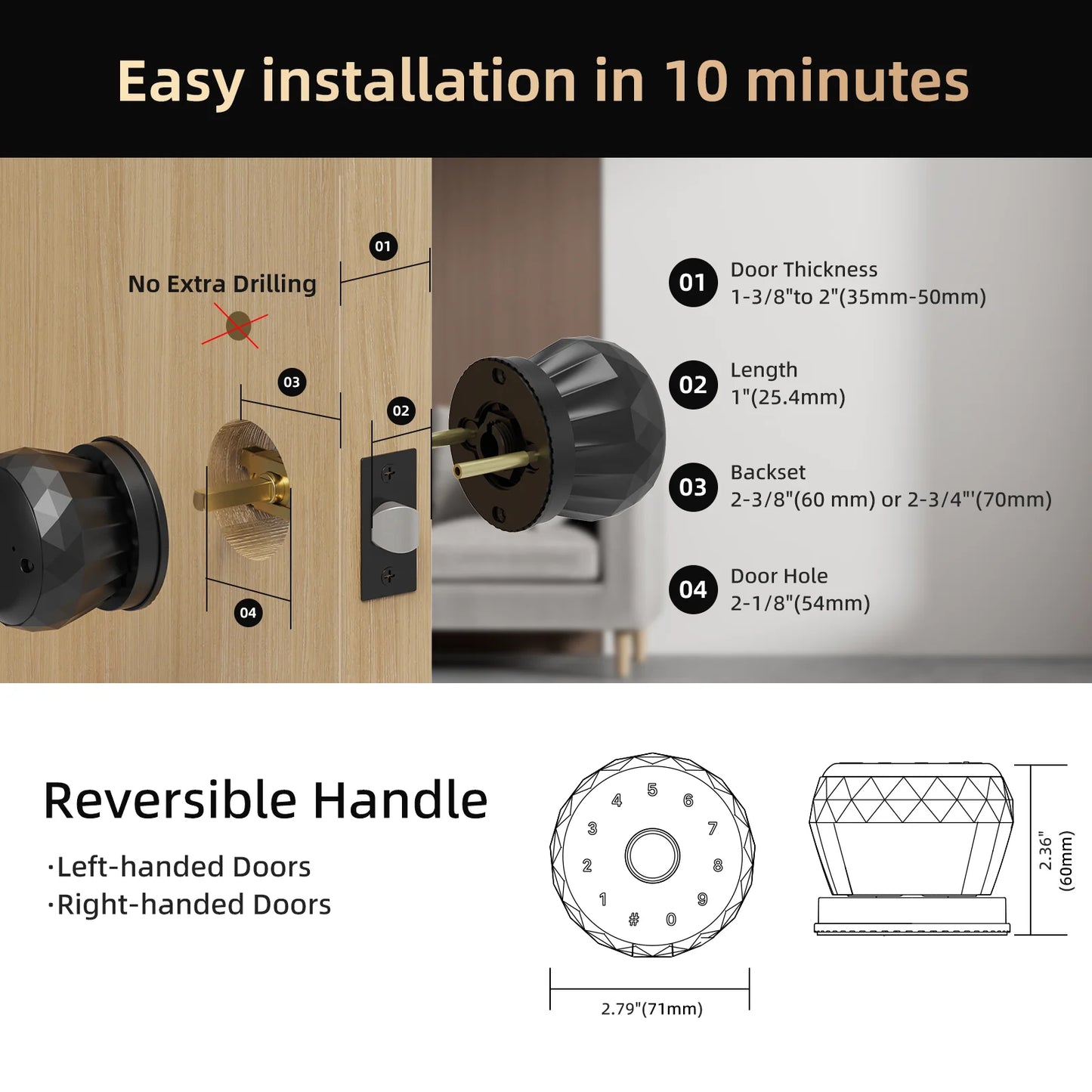 Viladepot Smart Lock With Fingerprint Keypad Bluetooth App Control