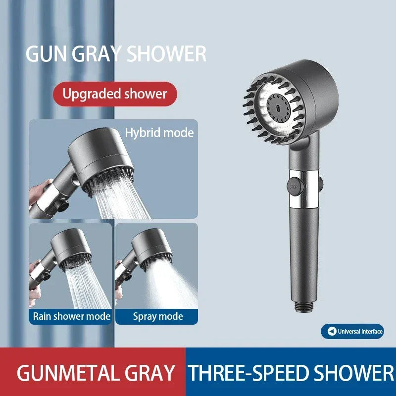 High Pressure Filter Shower Head With 3 Mode Adjustable Spray
