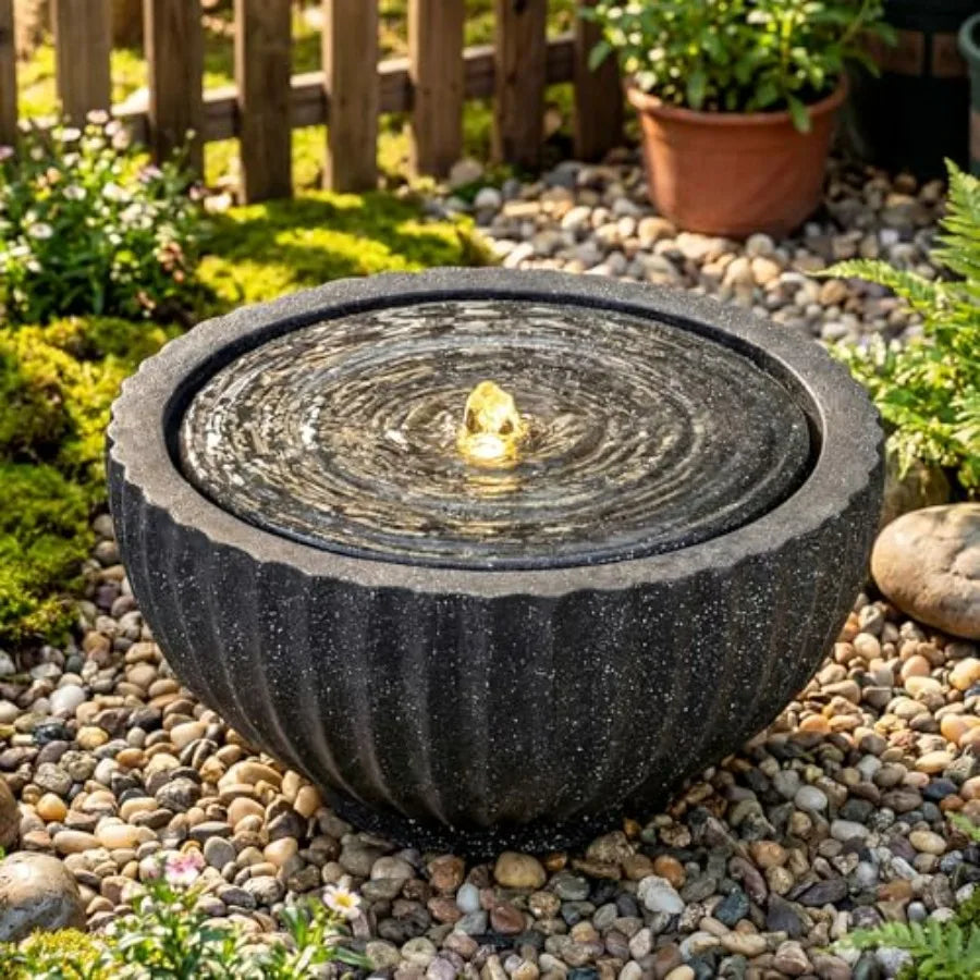 Outdoor Water Fountain With LED Lights And Adjustable Pump