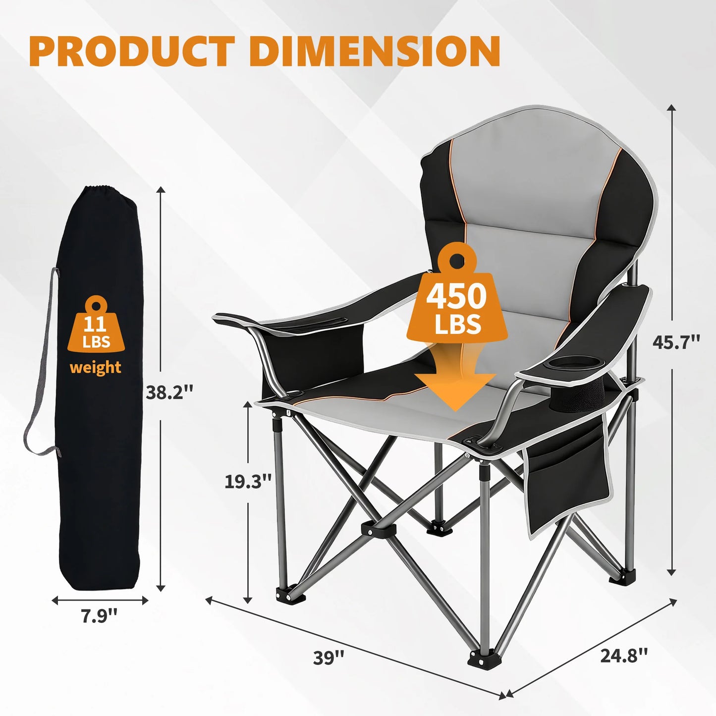 Outdoor Folding Camping Chair With Cup Holder And Cooler Bag