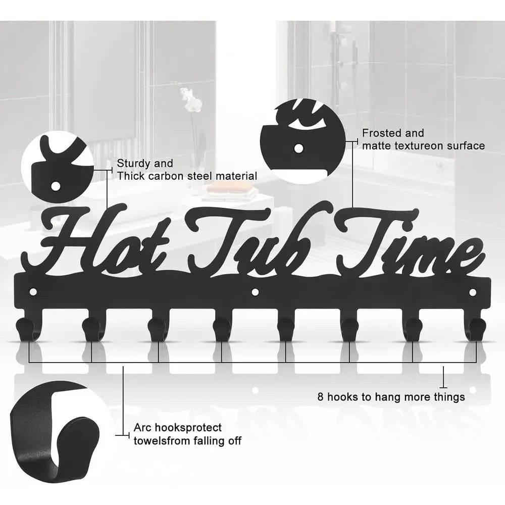 Outdoor Wall Mounted Towel Rack Eight Hooks For Hot Tub