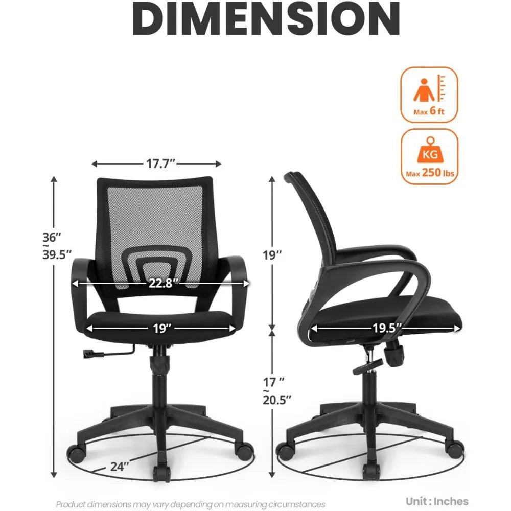 Mesh Gaming Office Chair With Lumbar Support And Adjustable Height