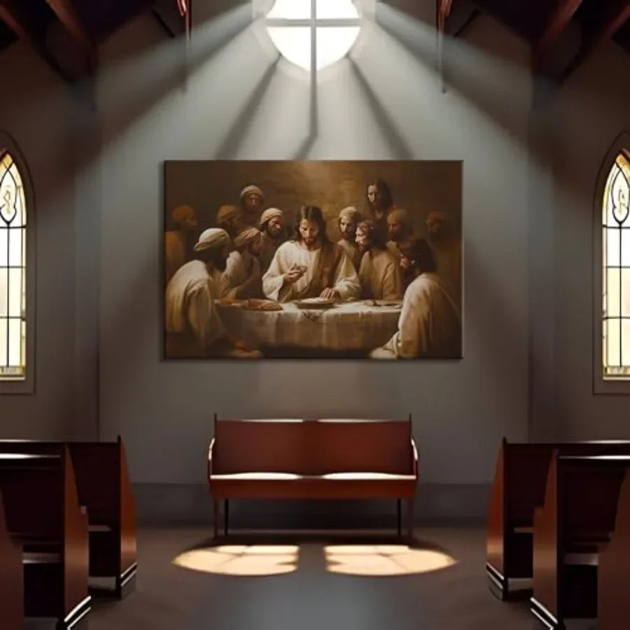 Framed Jesus Canvas Wall Art For Dining Room And Bedroom