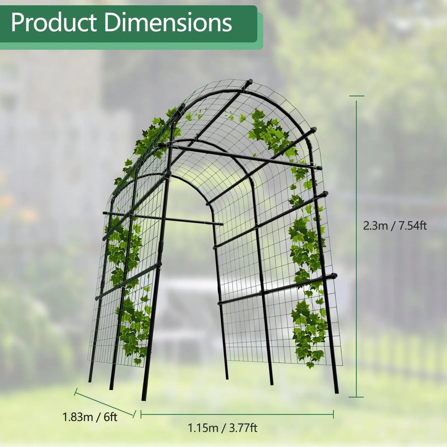 Metal Garden Arch Trellis For Climbing Plants In Raised Beds