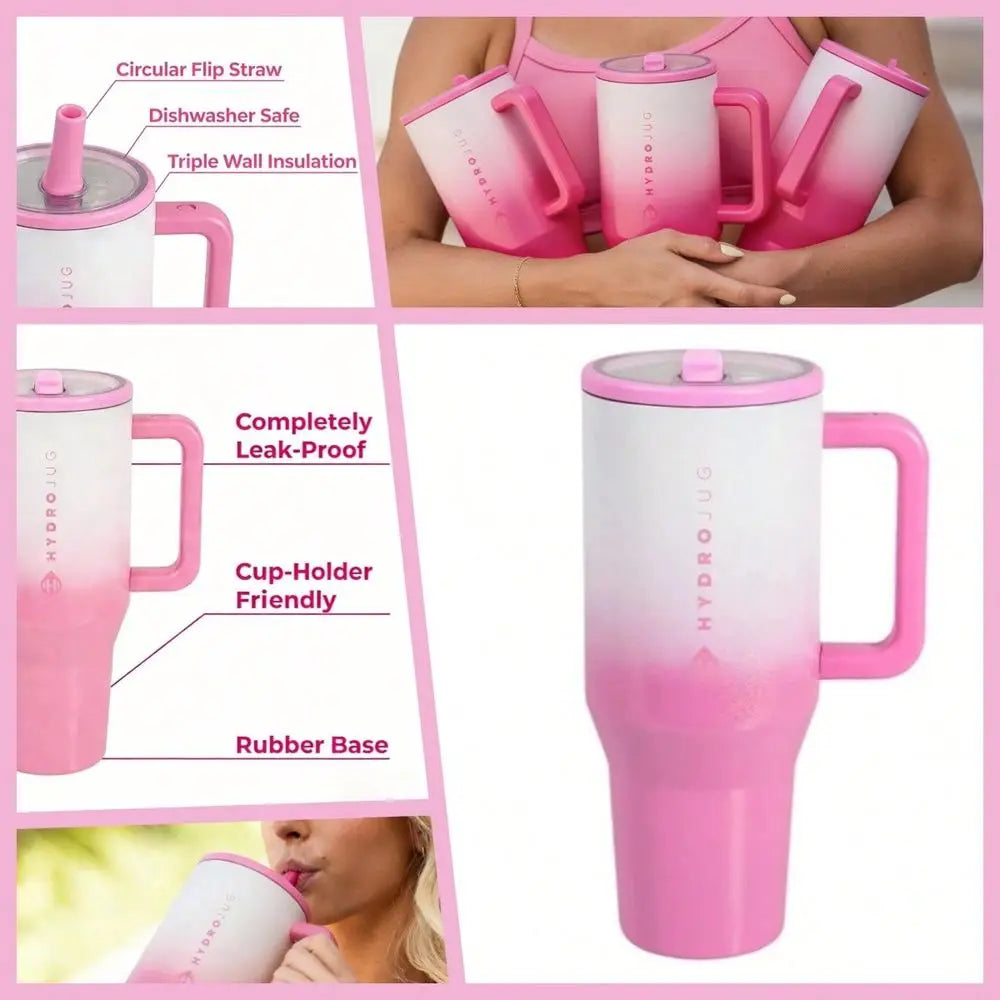 Traveler Insulated Stainless Steel Water Bottle Flip Straw Leak Resistant