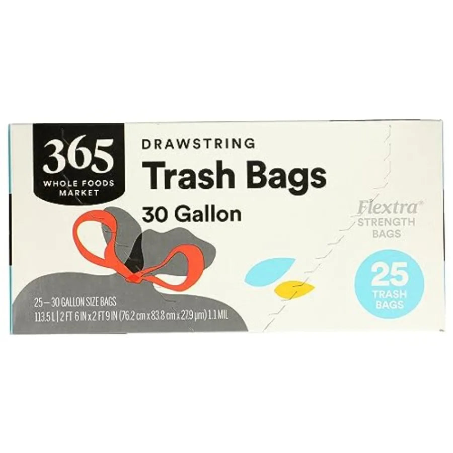 Heavy-Duty Drawstring Trash Bags Flextra Strength For Home And Kitchen