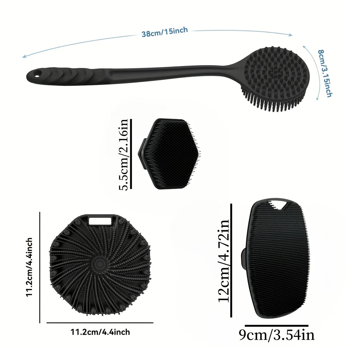 Four Piece Silicone Bath Brush Set With Soft Handles