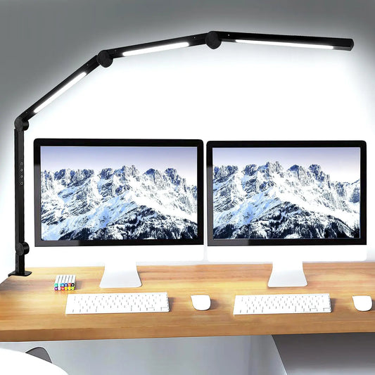 LED Desk Lamp With Clamp, Flexible Arm, 4 Color Modes