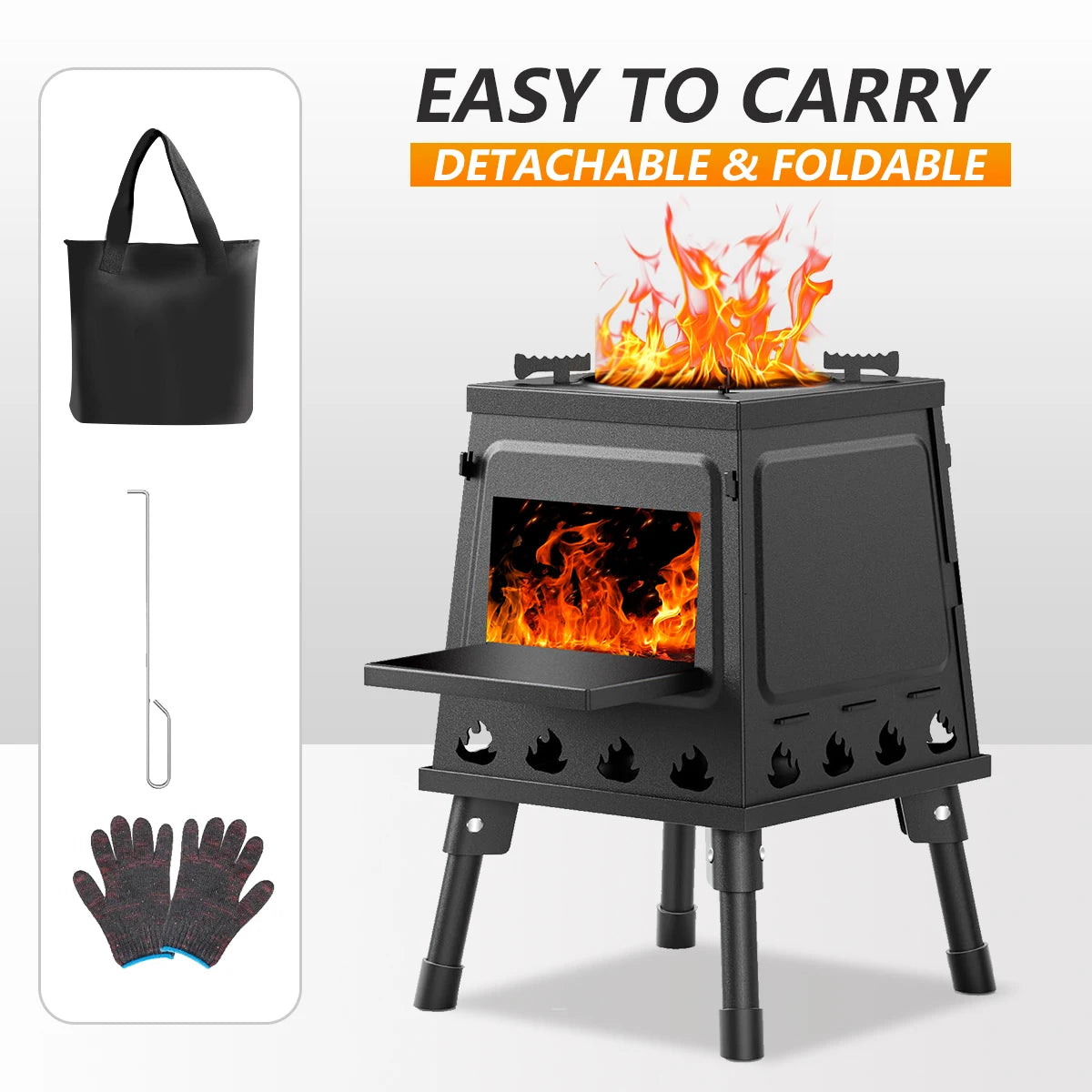 Portable Cast Iron Wood Burning Camp Stove For Outdoor Hiking