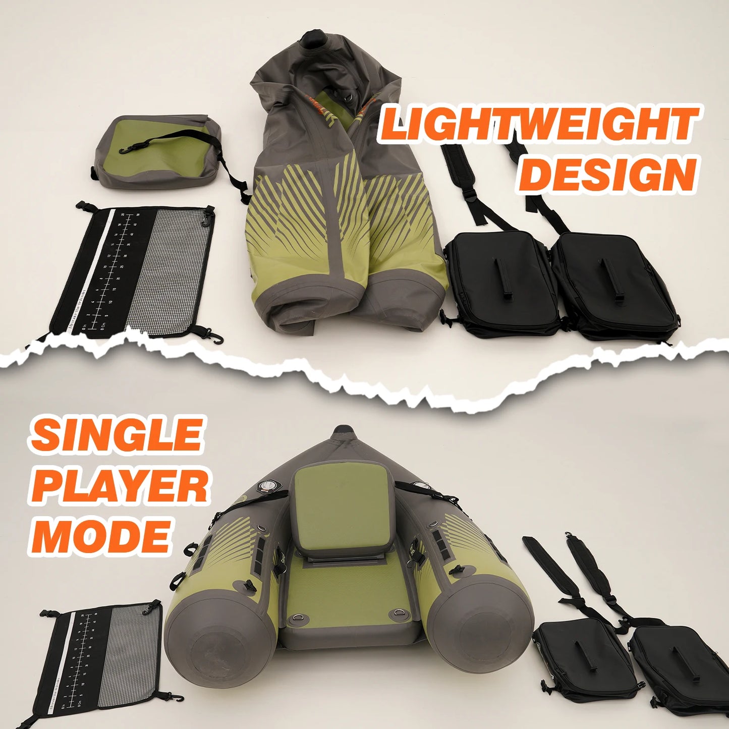 One Person Inflatable Belly Boat For Fishing Kayak