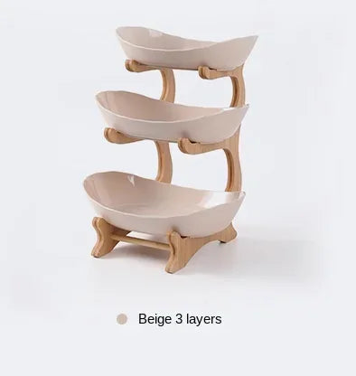 Three Layer Bamboo Fruit Bowl Tray for Kitchen and Living Room Decor