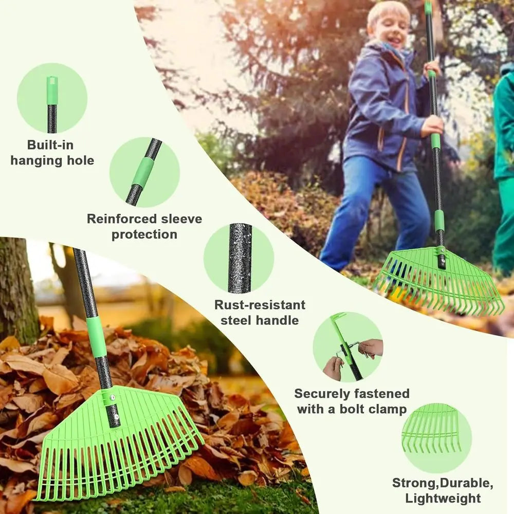 Adjustable Plastic Leaf Rake With Lightweight Handle For Leaves