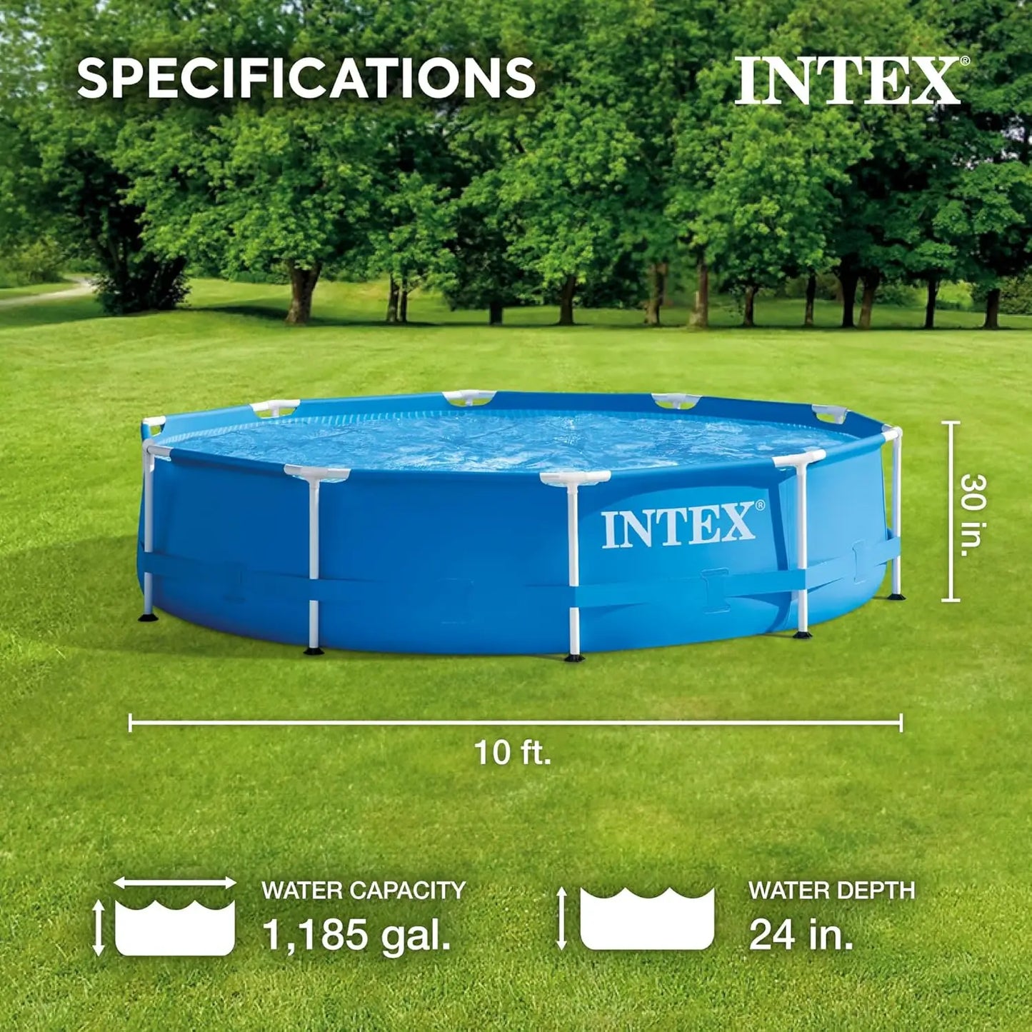 Outdoor Round Above Ground Pool With Metal Frame Easy Setup