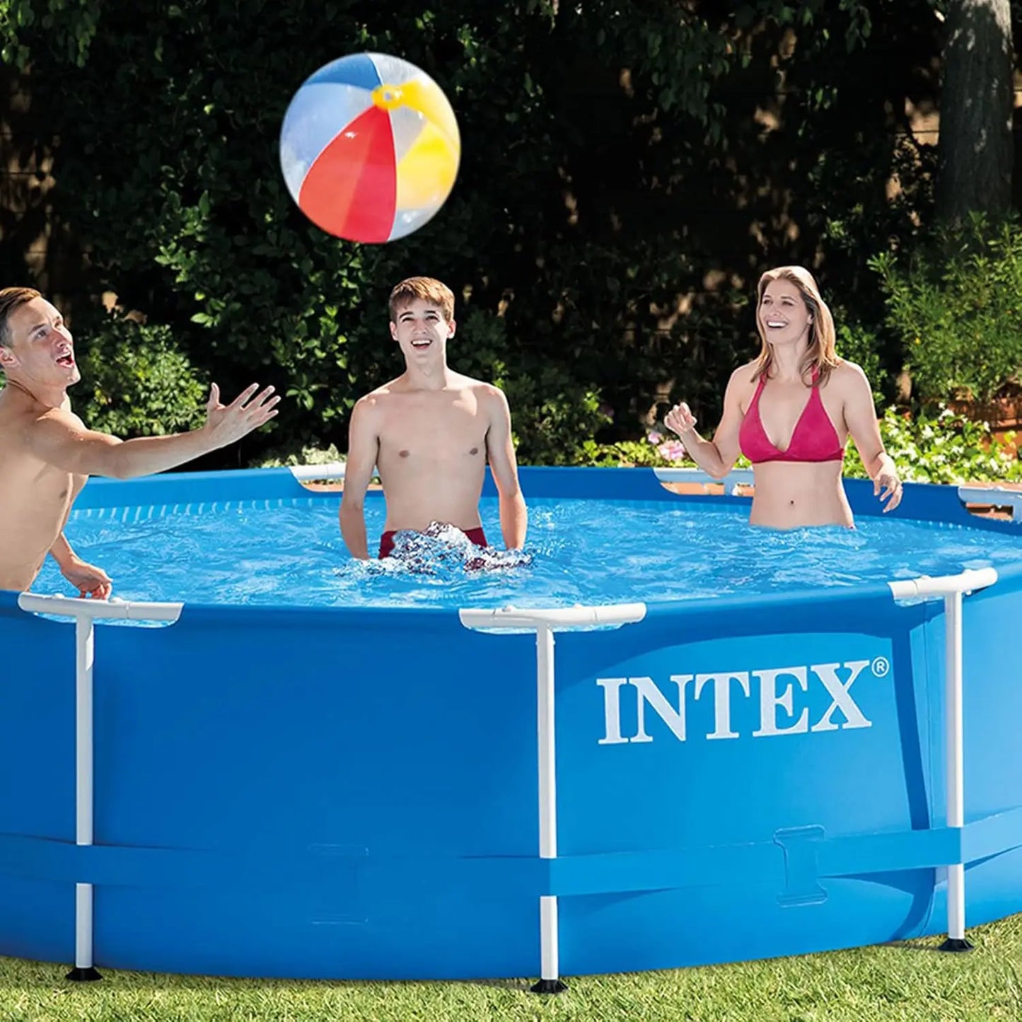 Outdoor Round Above Ground Pool With Metal Frame Easy Setup