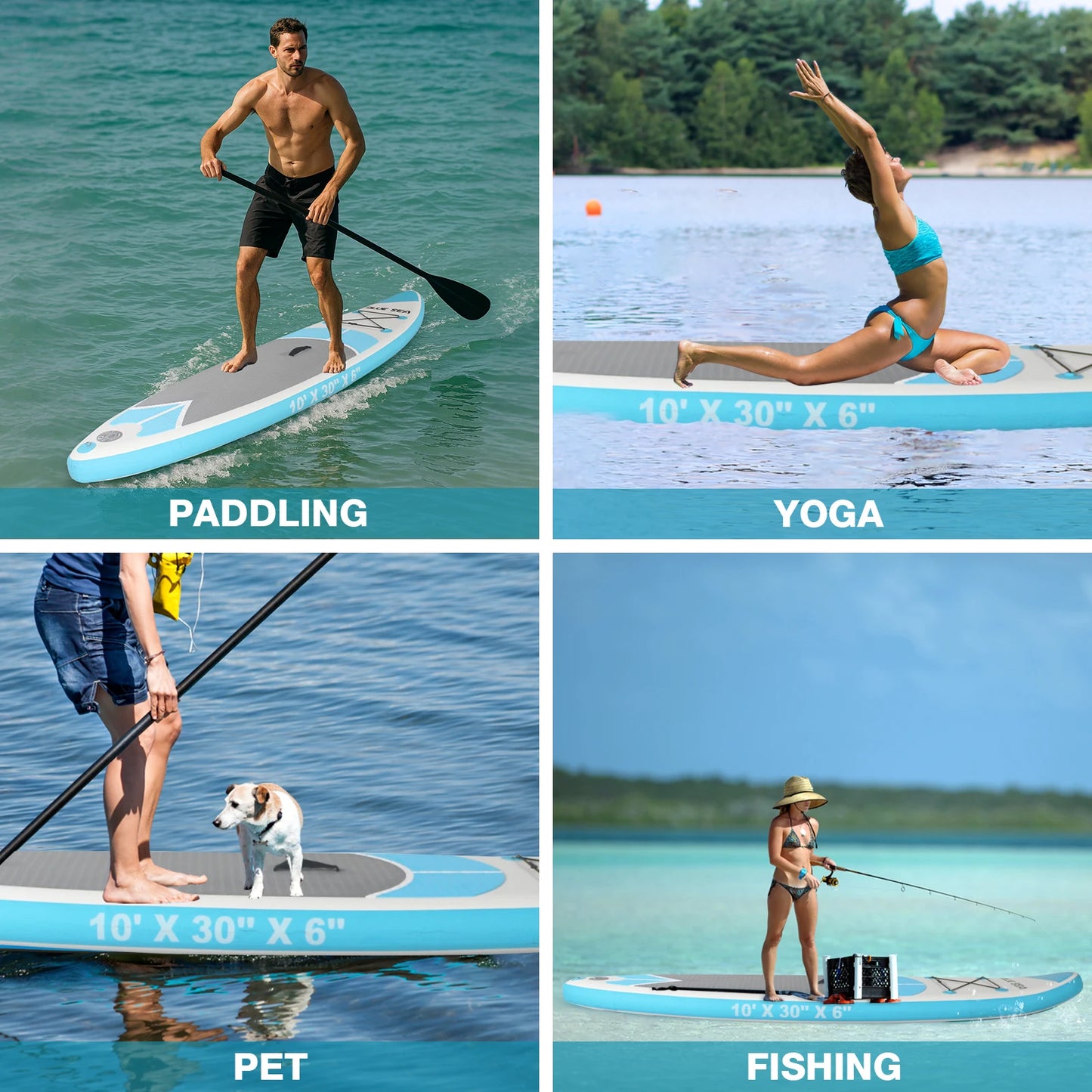 CADALENE Inflatable Stand Up Paddle Board For Adults Anti Slip EVA Deck