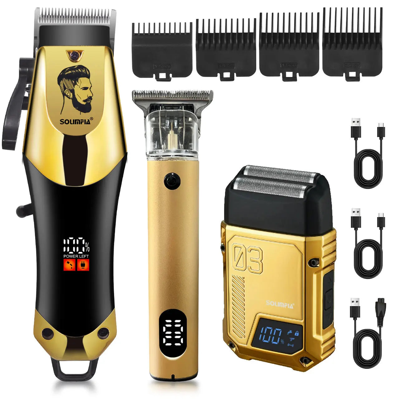 Solimpia Professional Hair Clipper Three Piece Cordless Set For Men
