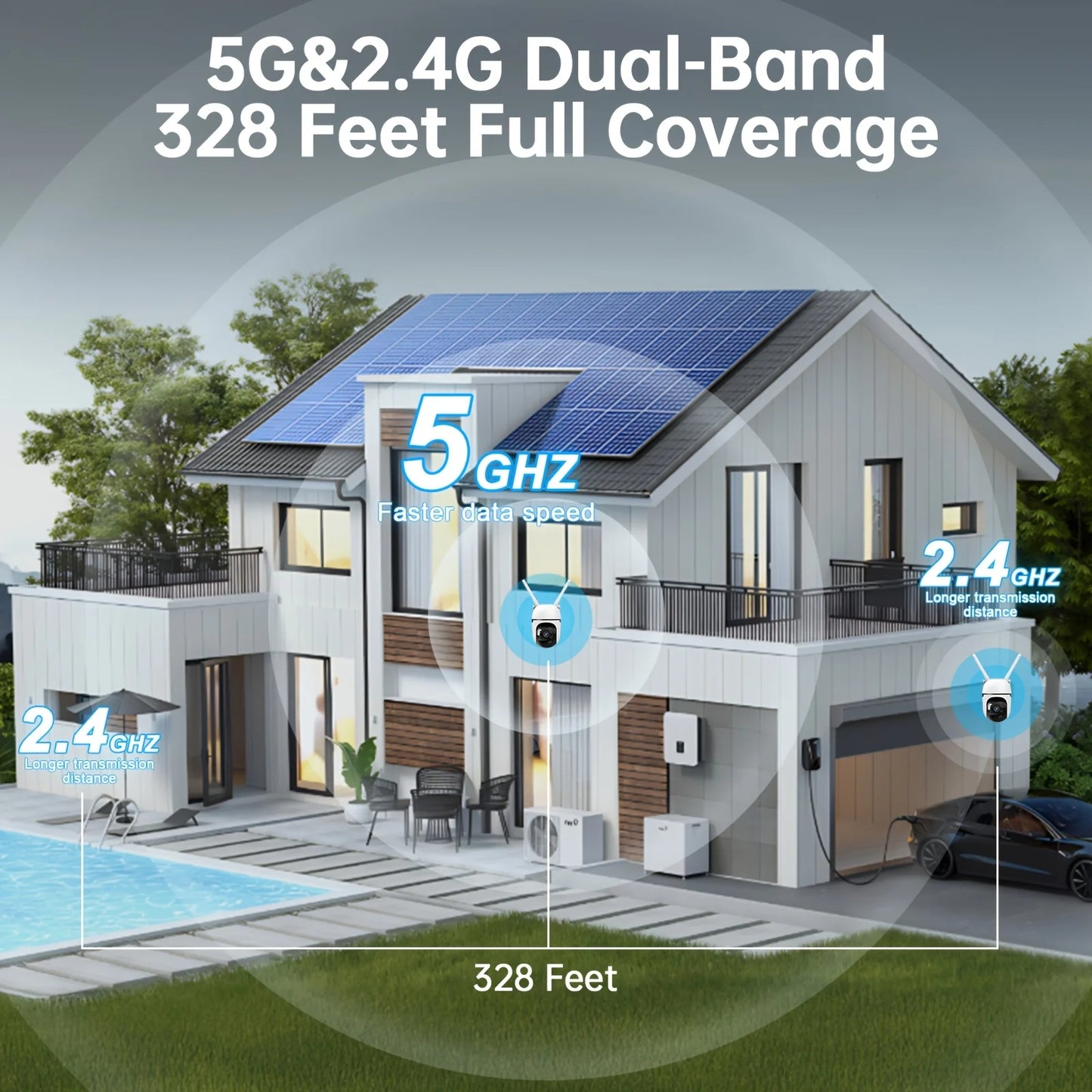 WESECUU Outdoor Security Camera 360 Degree Auto Tracking 4MP WiFi