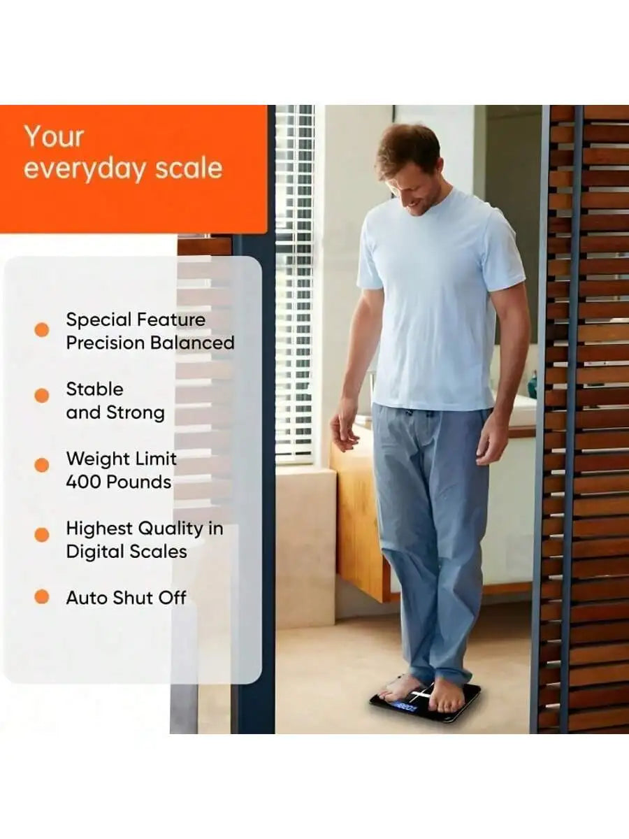 Smart Body Fat and Weight Scale With Tempered Glass Platform 390 Lb Capacity