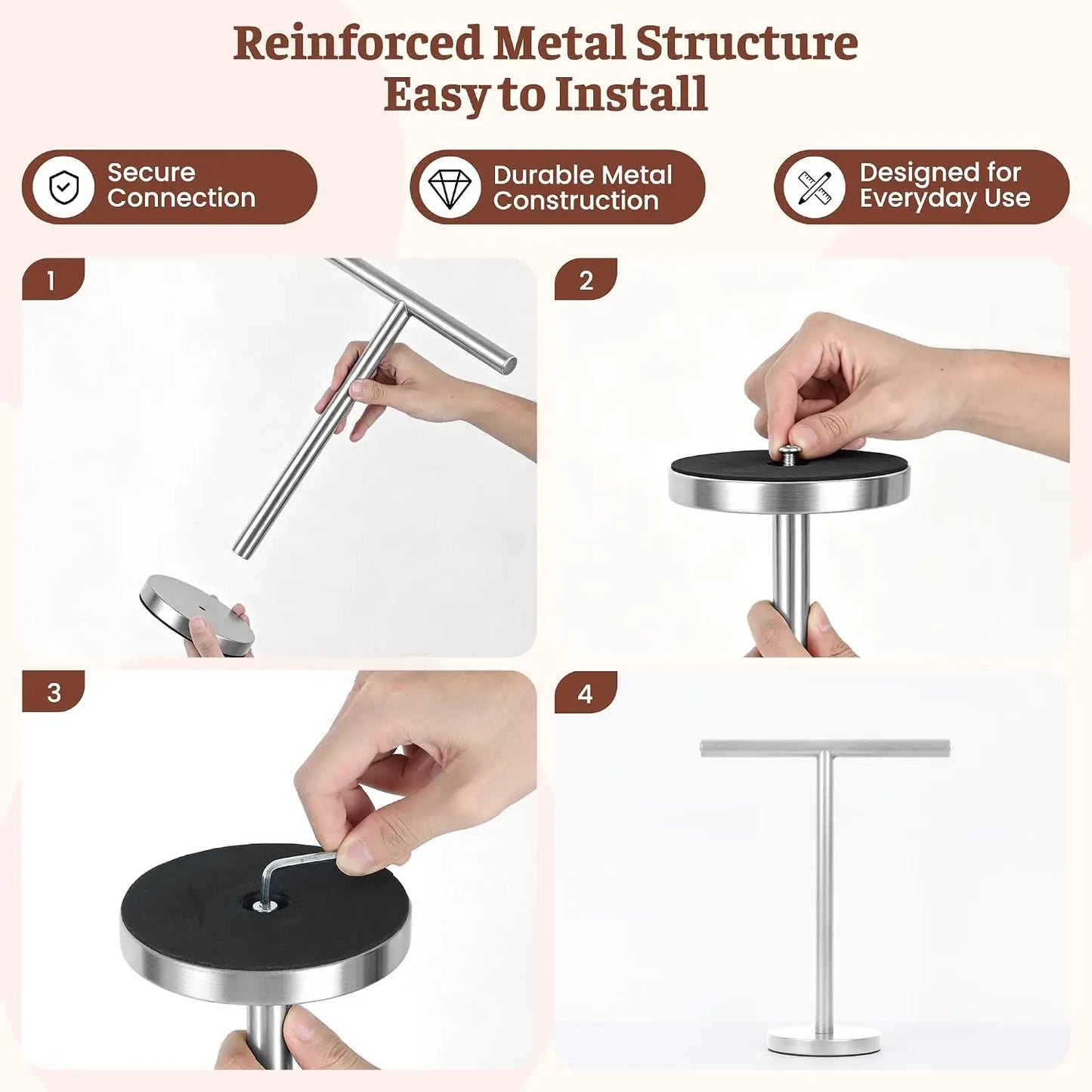 Stainless Steel T-Shape Free Standing Hand Towel Holder